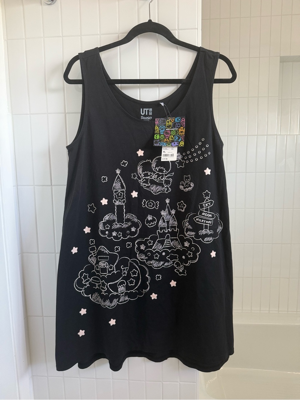 NWT Women's Uniqlo Sanrio Little Twin Stars Sleeveless Dress, Black, Size XL